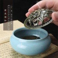 民艾天下家用香爐陶瓷空氣凈化爐盤(pán)香式香爐除臭房間香薰